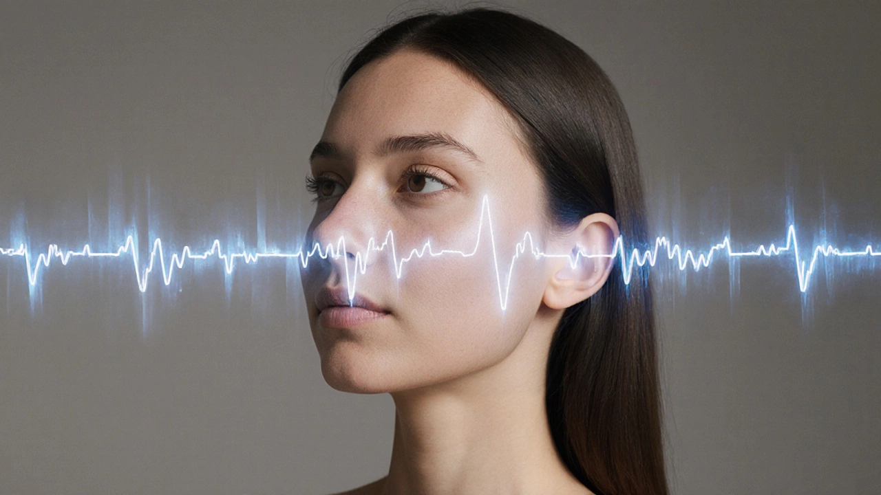 Профиль лица с эффектом подтяжки: одна сторона — до, другая — после ультразвукового лифтинга.