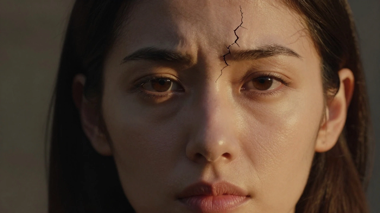 Двустороннее изображение лица: до и после ботокса, символическое освобождение от морщин.