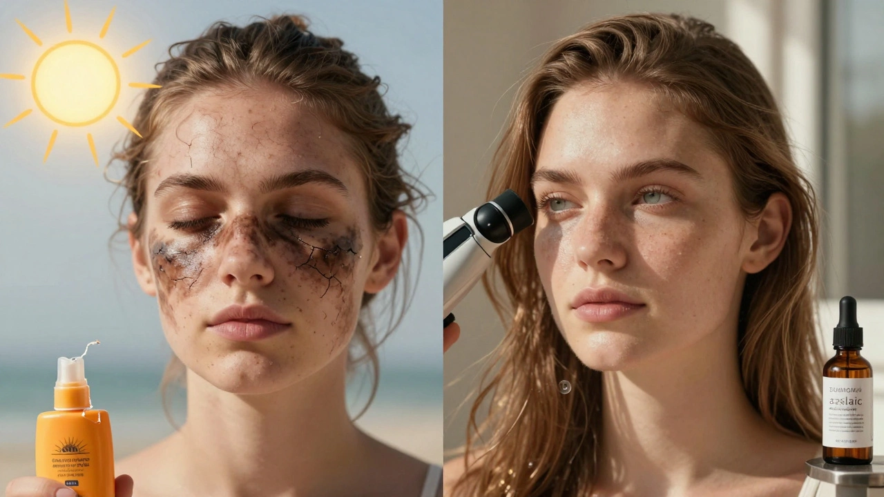 До и после: летом пигментация усиливается, осенью кожа становится равномерной и здоровой.