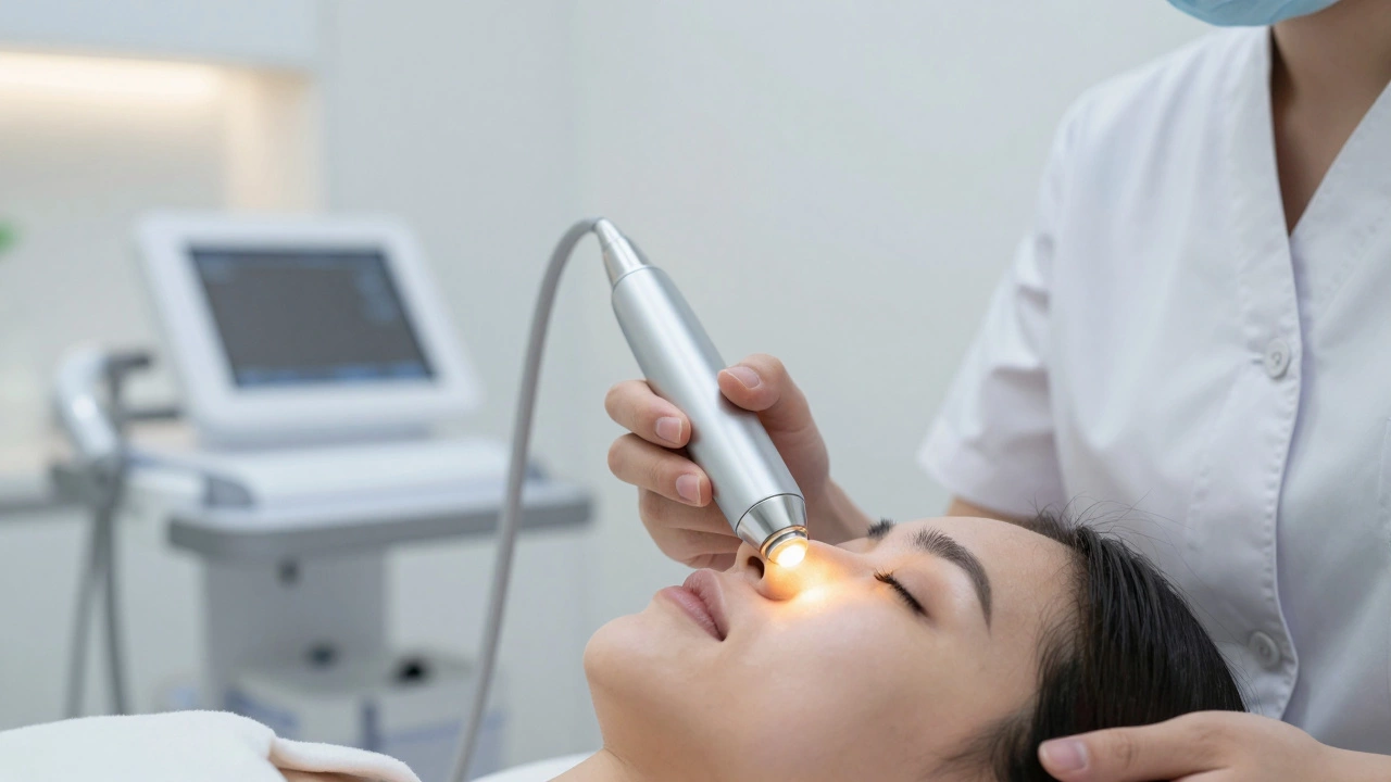 Специалист проводит процедуру радиочастотного лифтинга