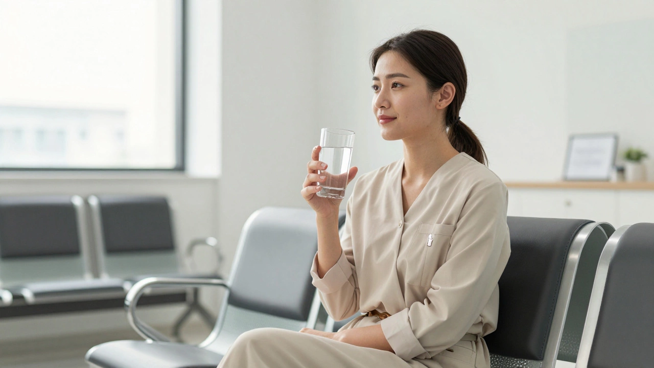 Женщина в клинике с сияющей кожей и спокойным выражением лица