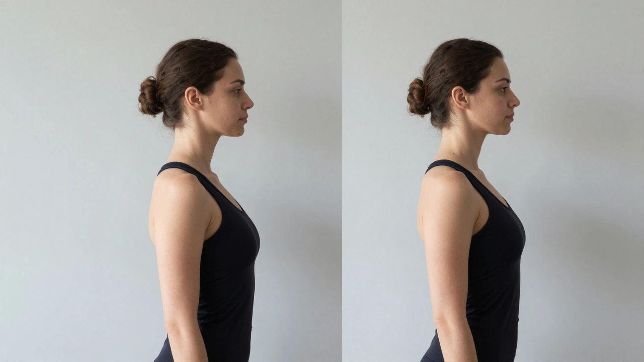 Женщина с правильной осанкой, демонстрирующая выпрямленную шею и спину